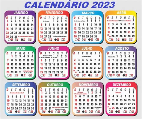 Calendários Base 2023 Png 34 Modelos Png 4 Editáveis Elo7