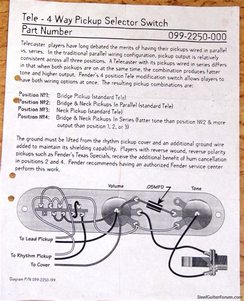 The Steel Guitar Forum View Topic Tele 4 Way Switch Wiring Info