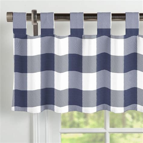 Central park white tab top 100% blackout window curtain linen blend window treatment for living room bedroom rod pocket room darkening drapes farmhouse rustic curtain, 50x 63, white $40.90 $ 40. Navy and White Buffalo Check Window Valance Tab-Top made ...