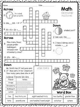 Learn how the workbook correlates to the common core state standards for mathematics. 2nd Grade Math Crossword Puzzles - February by Frogs Fairies and Lesson Plans