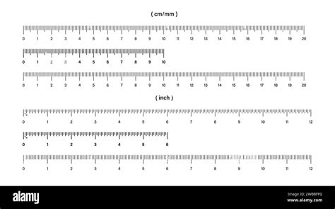 Ruler Metric And Inch Rulers Ruler Scale Vector Isolated Elements