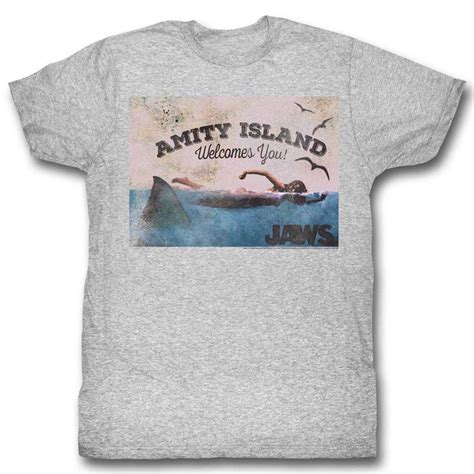 Jaws Shirt Amity Island Welcomes You Athletic Heather T Shirt T Shirt