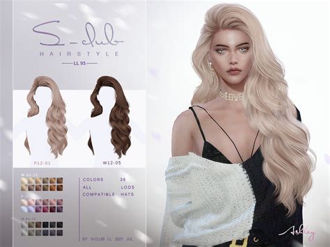 Long Curly Hairstyle By S Club The Sims Resource Sims 4 Hairs