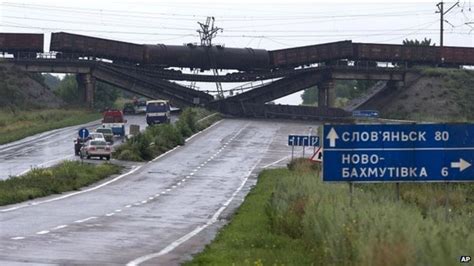 Ukraine Crisis Bridges Destroyed Outside Donetsk Bbc News