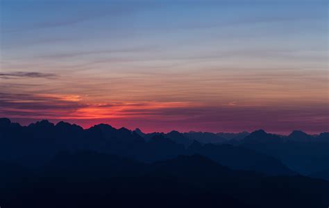 Wallpaper Mountains Sunset Sky Horizon Hd Widescreen High