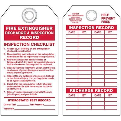 Start studying test 1 — inspection: Monthly Fire Extinguisher Inspection Tags|Seton Canada