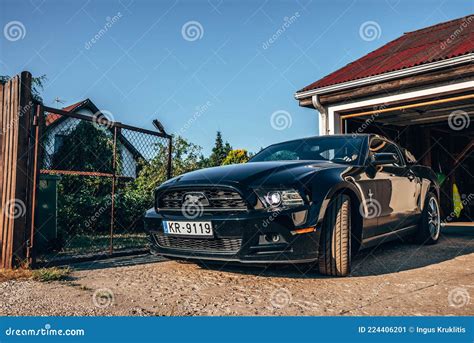 Black Ford Mustang Model Parked Sporty Legendary American Sportscar