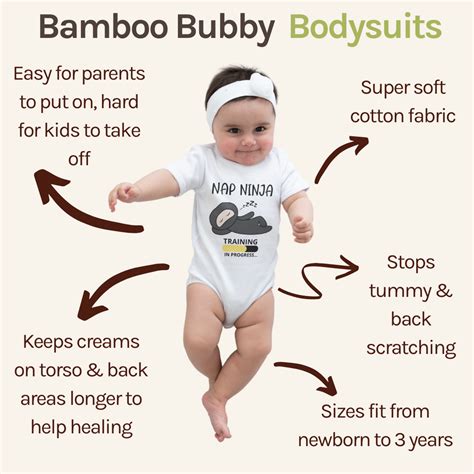 Bamboo Bubby Baby Bodysuit Short Sleeve Nap Ninja Baby Bodysuit