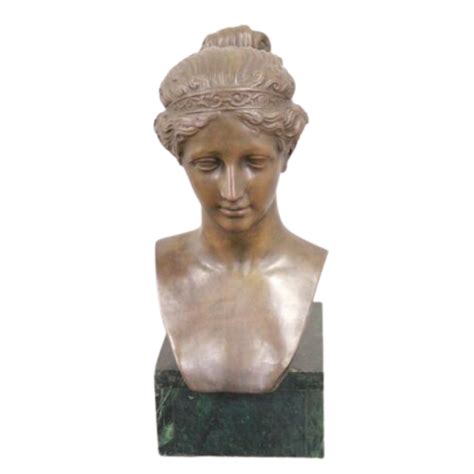 Antique Bronze Bust Style Of A Girl 16 Inches Classical Elegant Home