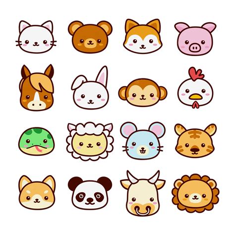 Premium Vector Set Of Cute And Kawaii Animal For Kids Learning