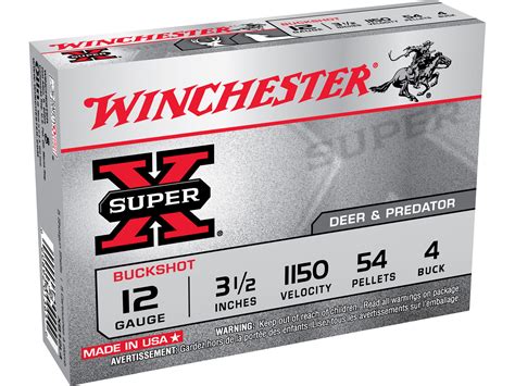 winchester super x 12 ga ammo 3 1 2 4 buckshot 54 pellets case of 250