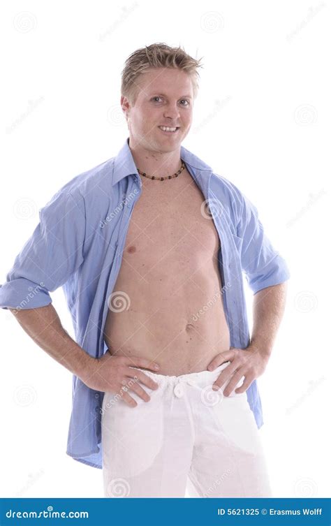 Handsome Man With Open Shirt Stock Image Image Of Caucasian Single