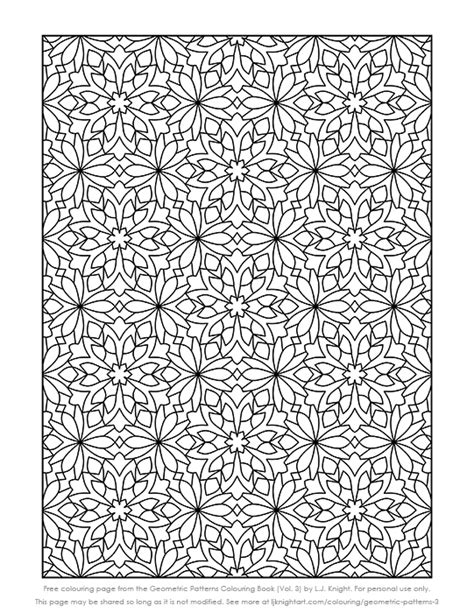 Free Printable Geometric Pattern Colouring Page Lj Knight Art