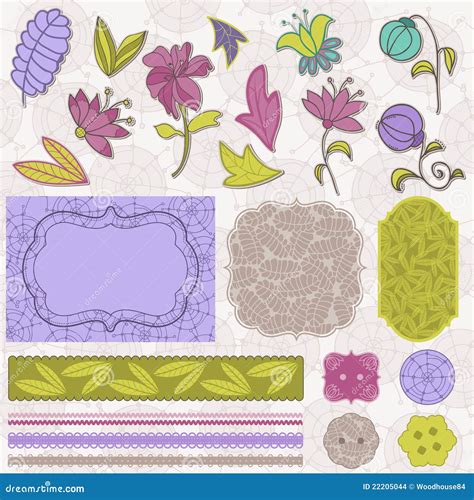 Scrapbook Flower Set Stock Vector Illustration Of Illustration 22205044