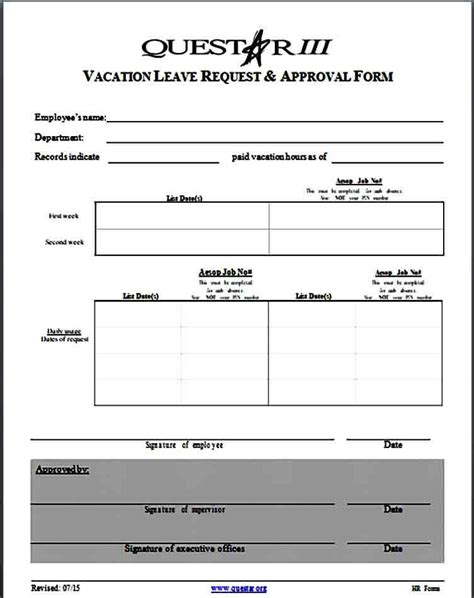Sample Vacation Request Form Mous Syusa