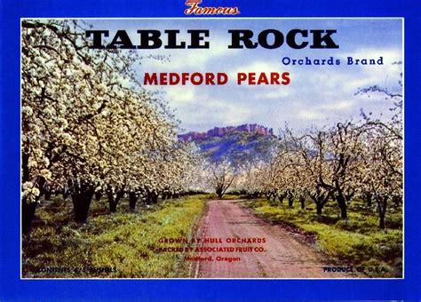 Medford Oregon Or Table Rock Pear Fruit Crate Box Label