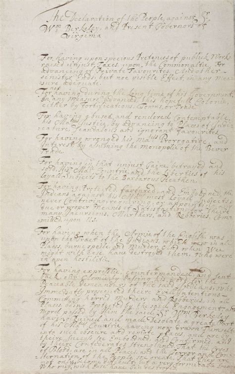 Nathaniel Bacon's Declaration of Grievances - Encyclopedia Virginia