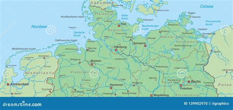 Germany Map Of Northern Germany High Detailed Stock Illustration