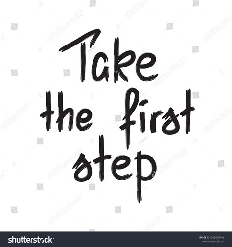 Take First Step Handwritten Motivational Quote Stock Vector (Royalty