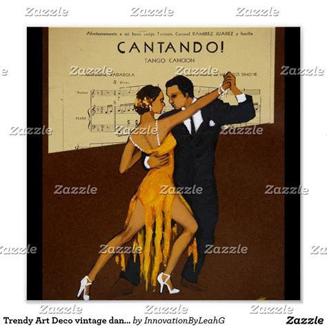 Trendy Art Deco Vintage Dancers Poster Ballroom Dance Dresses Ballroom