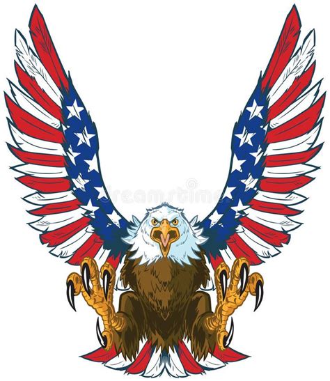 Screaming Eagle With American Flag Wings Vector Clip Art Vector
