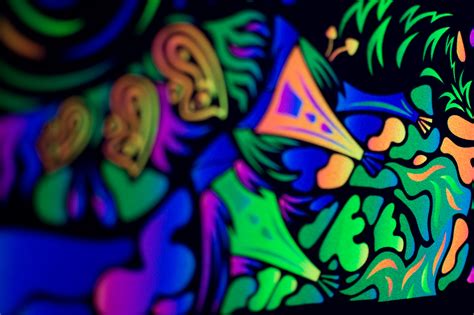 trippy tv uv dark tapestry psychedelic fluorescent wall art