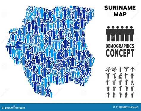 Demographics Suriname Map Cartoon Vector 119835069