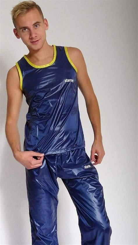 Smooth Shiny Pimp Tracksuit Men Tracksuit Outfit Nylons Latex Men