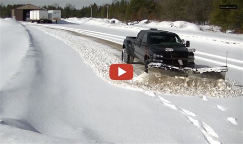 Snow Plowing Darth Dually With Snowdogg V Plow Pushing Wet Snow
