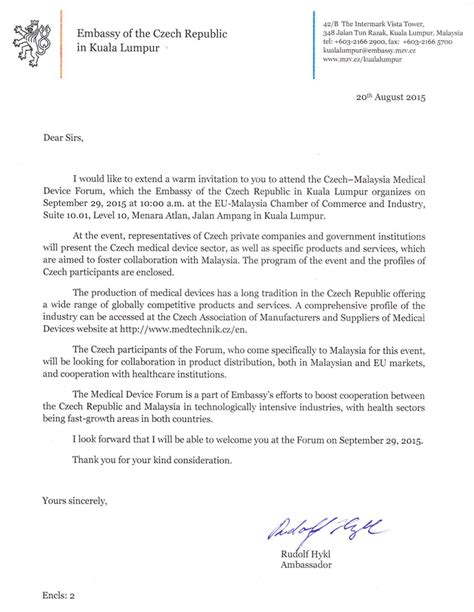 Personal invitation by H.E. Ambassador of Czech - BookDoc