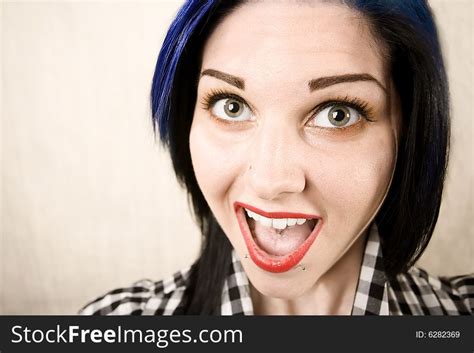 Wide Angle Portrait Of A Cute Rockabilly Girl Free Stock Images
