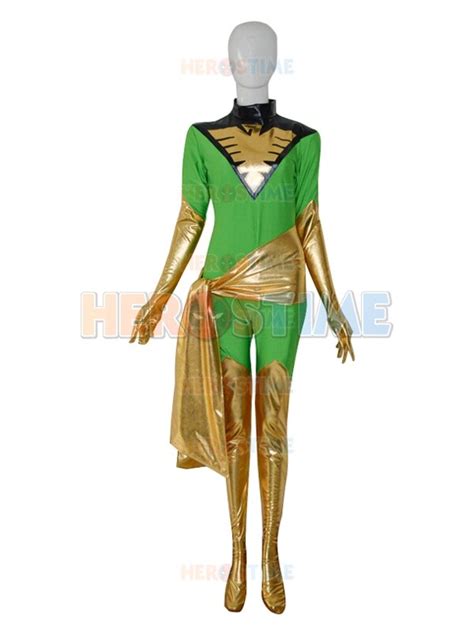Free Shipping Jean Grey X Men Marvel Green Female Superhero Costume