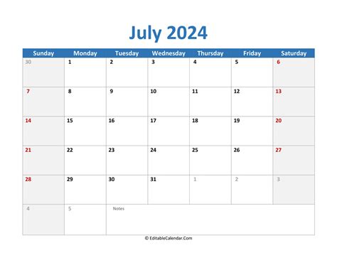 Free July 2024 Calendar Templates For Karil Pearline