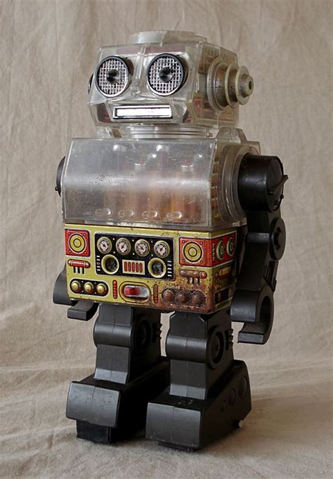 1960s Piston Robot Tin Litho And Plastic Battery Operated Robot Toy