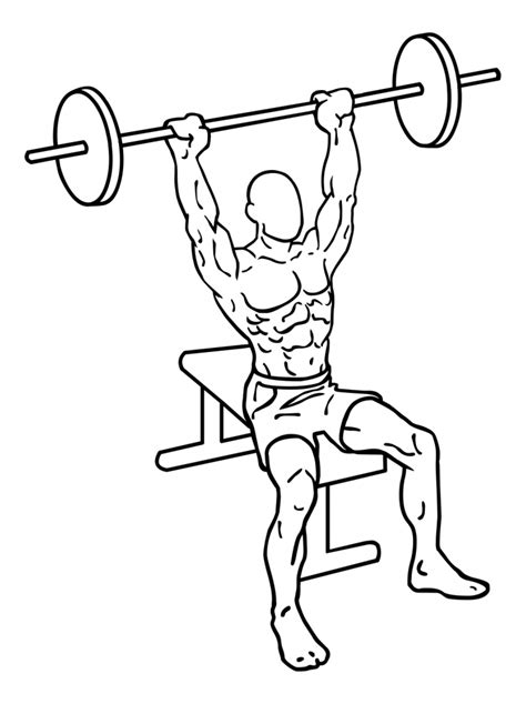 Barbell french press triceps exercise hold the barbell with both hands using a palms down grip about 6 inches apart. Shoulder Press, Barbell