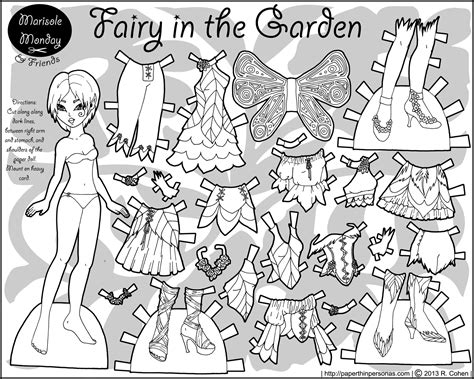 Paper doll printable marisole black and white 150 1500—1200. Marisole Monday & Friends: Mia as a Fairy in the Garden ...