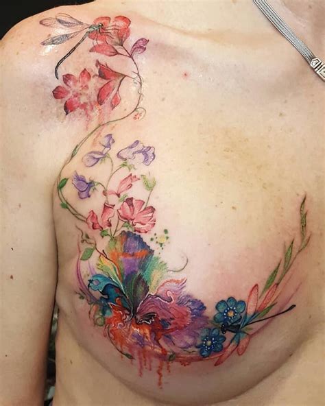Floral Mastectomy And Birthmark Scar Coverup By Amber Done At Chronic
