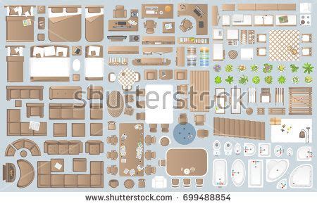 612 x 454 jpeg 38 кб. Icons set of interior. Furniture top view. Elements for ...