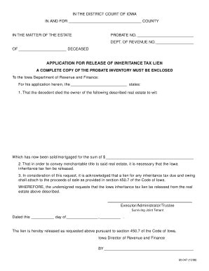 Maybe you would like to learn more about one of these? Fillable Online APPLICATION FOR RELEASE OF INHERITANCE TAX ...