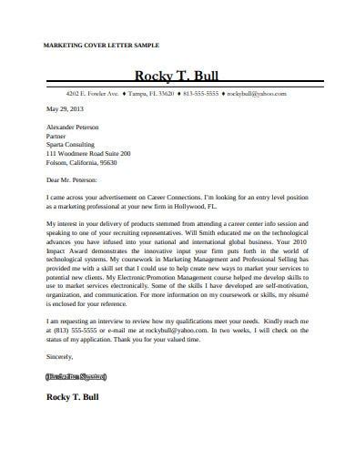 You also do not include the employer's contact information or the date at the top. 6+ Marketing Cover Letter Templates in PDF | Word | Free ...