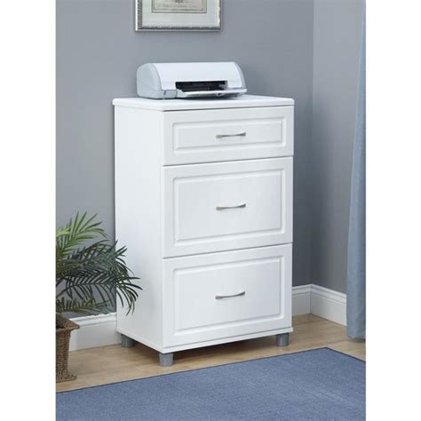 12″ to 24″ in 1/16″ increments height: SystemBuild White Kendall 24-inch 3-drawer Base Cabinet ...