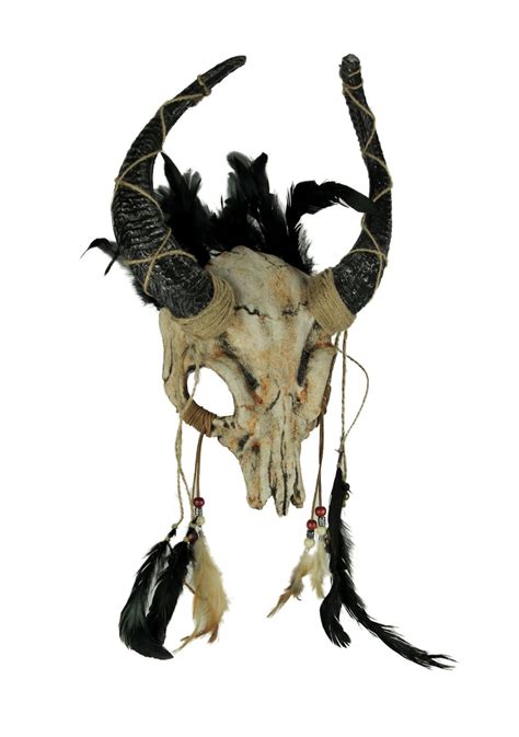 Tribal Skull Horned Demon With Feathers Adult Halloween Mask Walmart