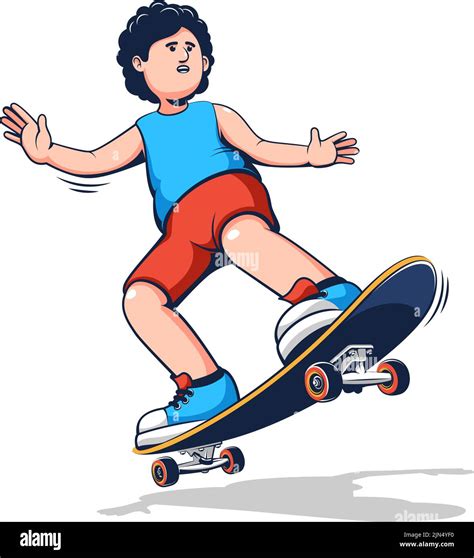 Cartoon Skater Rushes On A Skateboard Stock Vector Image And Art Alamy