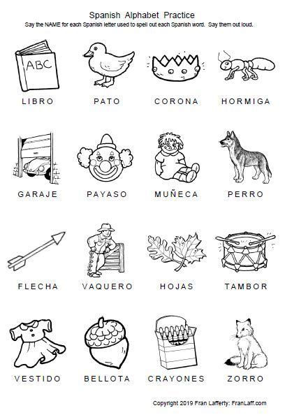 Alfabetário Cartas Ilustradas Para Recorte E Palavras Em Spanish