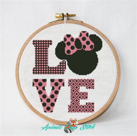 Free patterns / free patterns / free cross stitch patterns. Minnie Mouse cross stitch disney pattern Love PDF Pattern ...