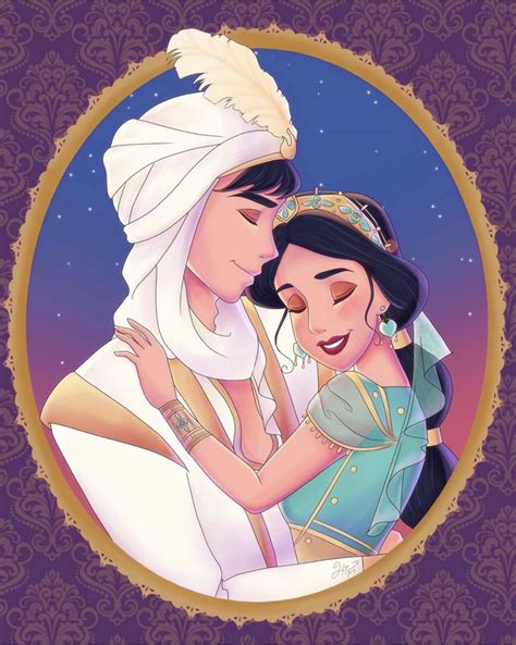 Princess Jasmine And Aladdin As Prince Alis Romantic Loving Embrace Hug From Disneys Live