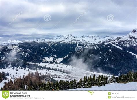 Beautiful View At The Alpine Village Corvara Ski Resort In