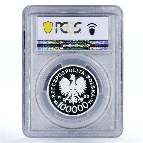 Poland 100 000 Zlotych Solidarity 1980 1990 32 Mm Pr69 Pcgs Silver Coin