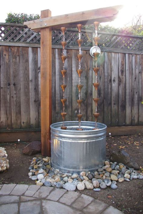 Stock Tank Rain Chain Fountain Diy Water Feature Backyard Water