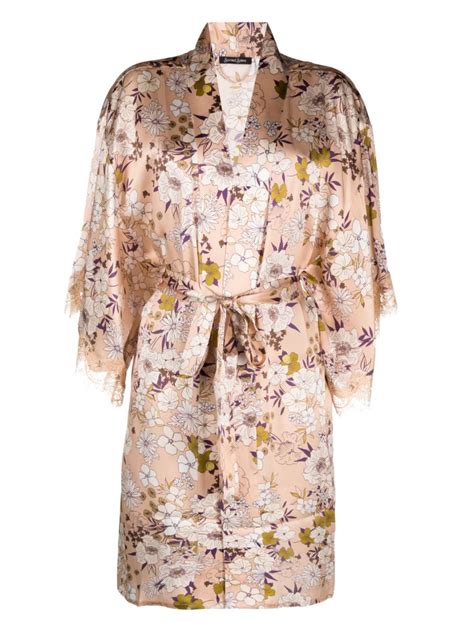 Sainted Sisters Scarlett Floral Print Silk Robe Farfetch